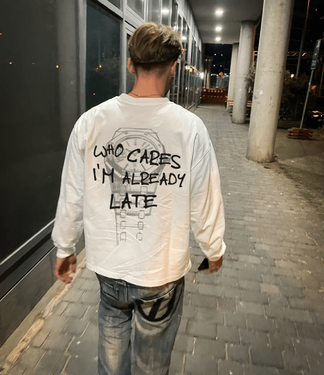 Who Cares Long Sleeve Tee - Maison Du Cygne